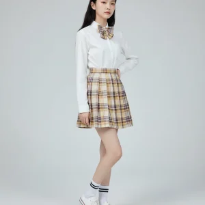 Jupe Patineuse À Carreaux Plissée Mignonne