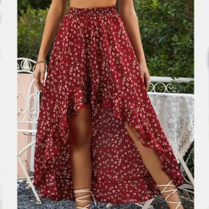 Jupe asymétrique longue à imprimé floral