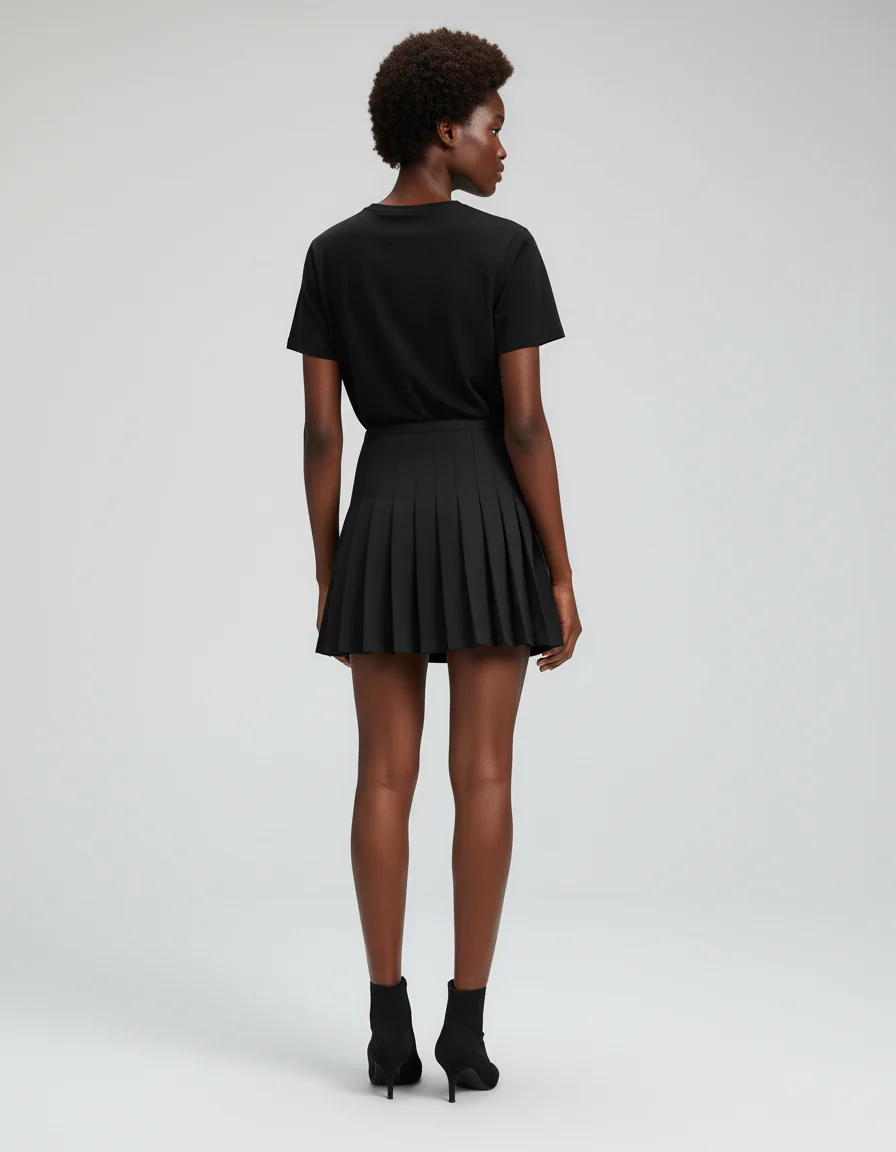 Jupe Patineuse Noire Plissée Chic Stylée – Image 2