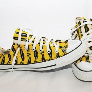 Baskets basses converses wax Mon mari est capable blanc-jaune