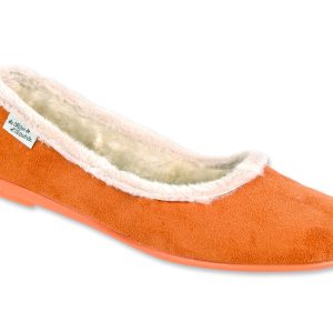 Ballerines – “La maison de l’Espadrille – femme – velours – orange – “modèle Estelle 6049” – tissus très souple – intérieur fourré laine – semelles caoutchouc antidérapantes – TAILLES 38 à 41