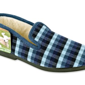 Chaussons “La Maison de l’Espadrille” – homme – marine – “modèle Gaëtan 7605” – semelles caoutchouc antidérapantes – fourré laine – TAILLES 41 – 42 – 44