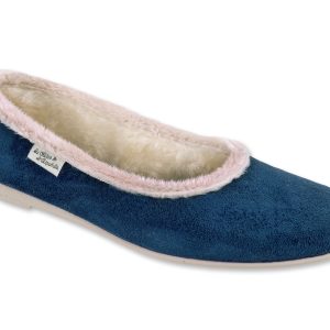 Ballerines – “La maison de l’Espadrille – femme – velours – marine – “modèle Estelle 6049” – tissus très souple – intérieur fourré laine – semelles caoutchouc antidérapantes – TAILLES 37 à 41
