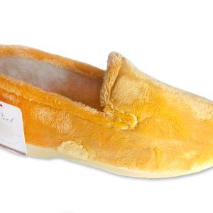 Chaussons “La Maison de l’Espadrille” – femme – jaune – “modèle 7634” – semelles caoutchouc antidérapantes – intérieur fourré laine TAILLES 35 à 42