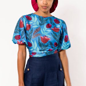 Blue Floral Blouse