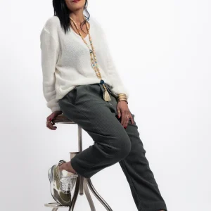 Pantalon cotelé kaki Samatha