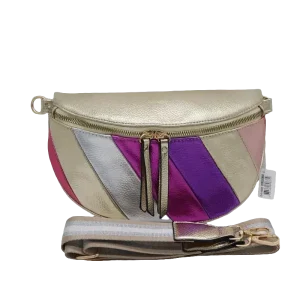Sac banane simili cuir doré rose violet- Bandoulière