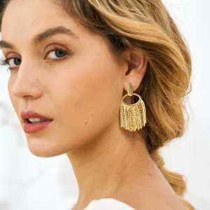 Boucles d'Oreilles Pendantes Or Frange