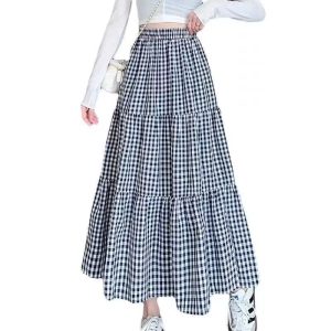 Jupe Midi Vintage à Carreaux