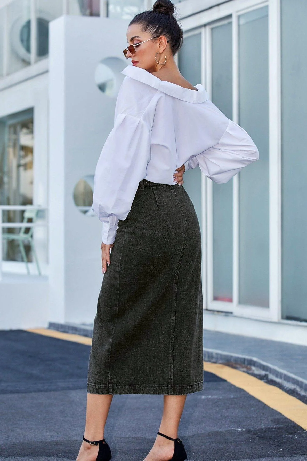 Jupe En Jean Noir - Cristina – Image 4